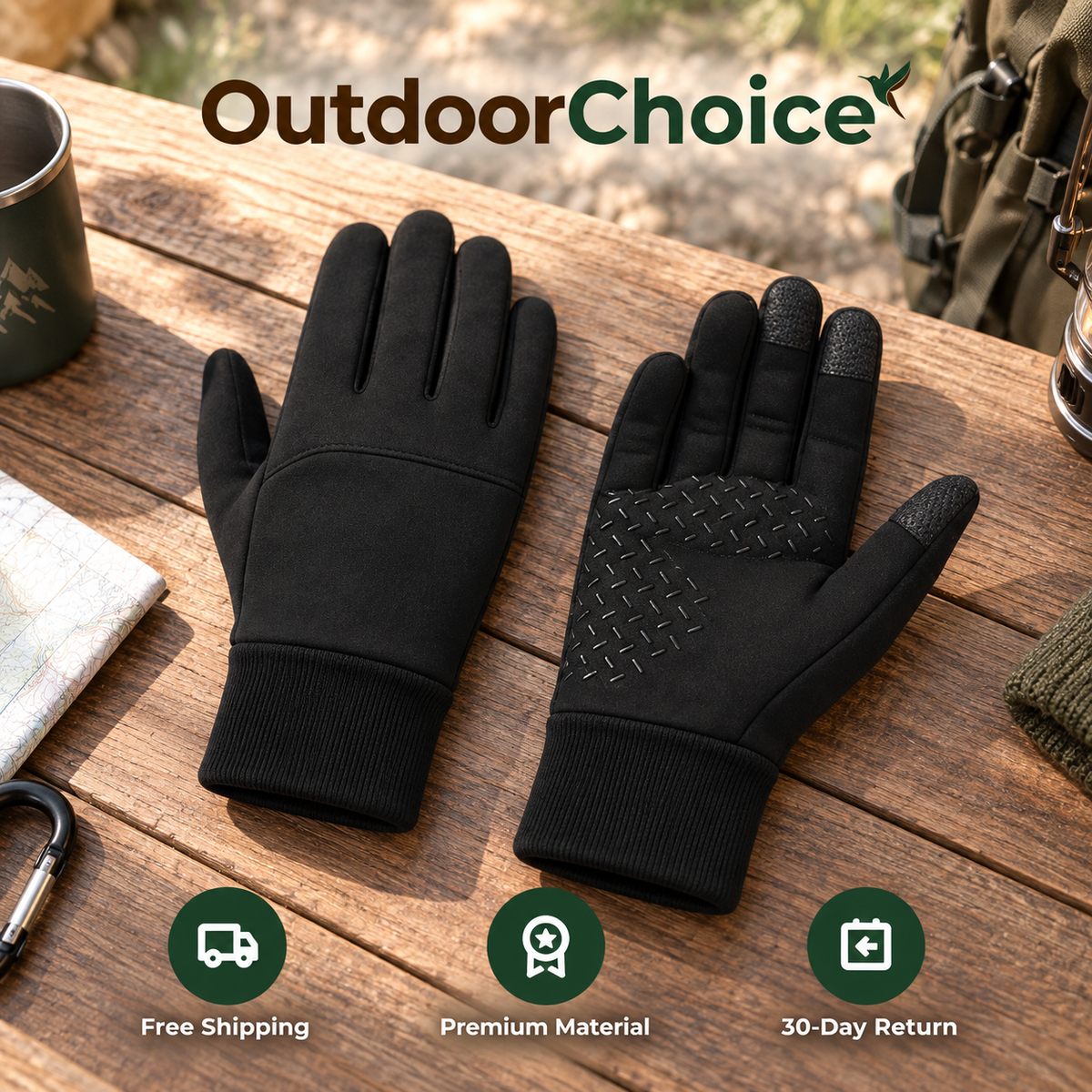 Calidra – Thermal Touchscreen Gloves with Water-Repellent Windproof Shell & Non-Slip Silicone Grip
