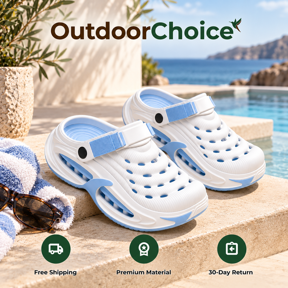 Cloudova – Air-Cushion Chunky Clogs with Breathable Hollow Upper & Shock-Absorbing Sole