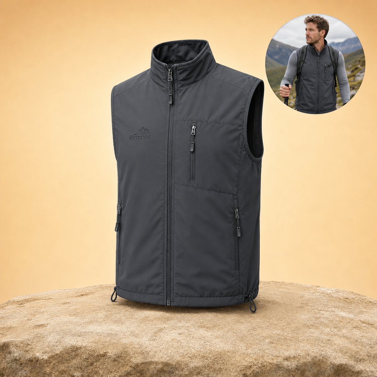 Ventova – Lightweight Breathable Hiking Gilet with Multi-Pocket Storage & Full-Zip Outdoor Layer