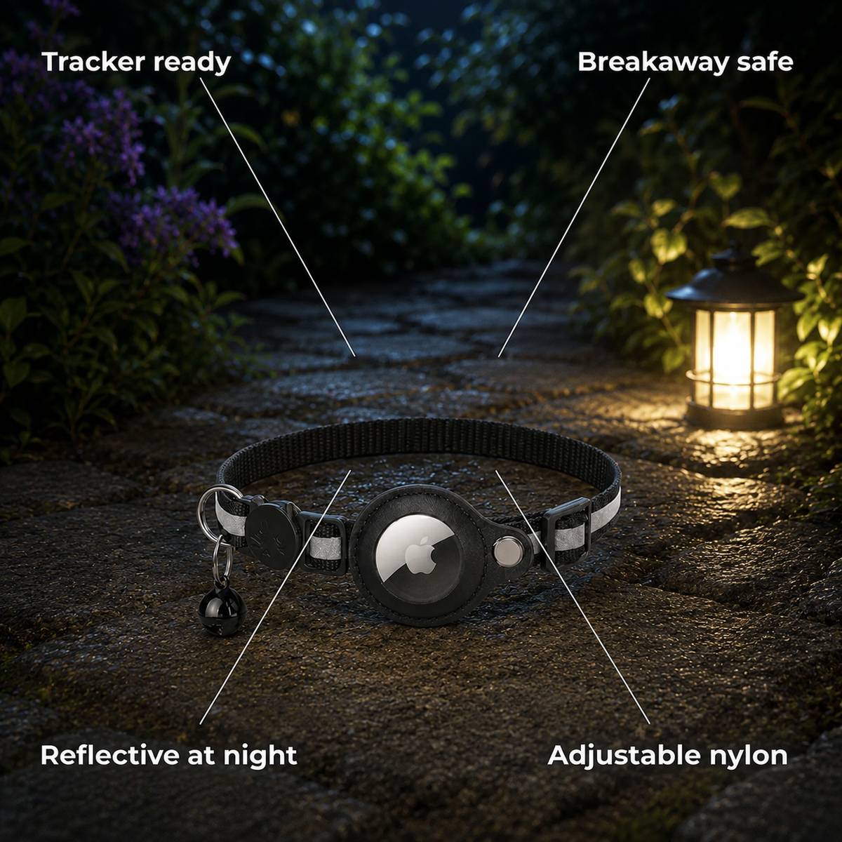 Trakova – Reflective Cat GPS Tracker Collar with Quick-Release Buckle & Adjustable Nylon Strap
