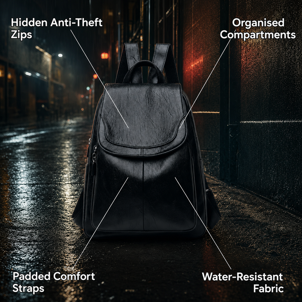 Vaultora – Anti-Theft Travel Backpack with Hidden Zip Pockets, Organised Compartments & Padded Comfort Straps