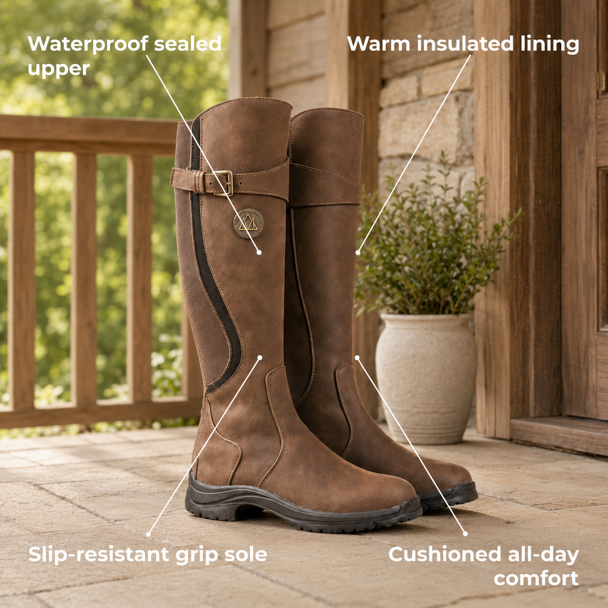 Frostride – Waterproof Insulated Winter Riding Boots with Slip-Resistant Grip Sole