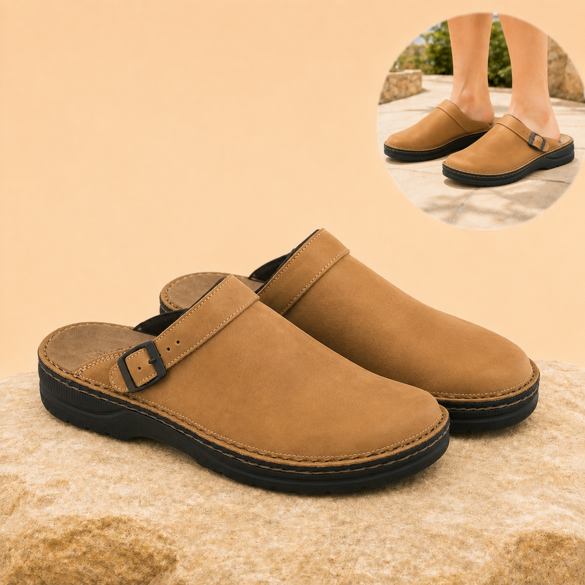 Comfora – Men's Leather Slippers with Cushioned Support & Breathable Everyday Comfort