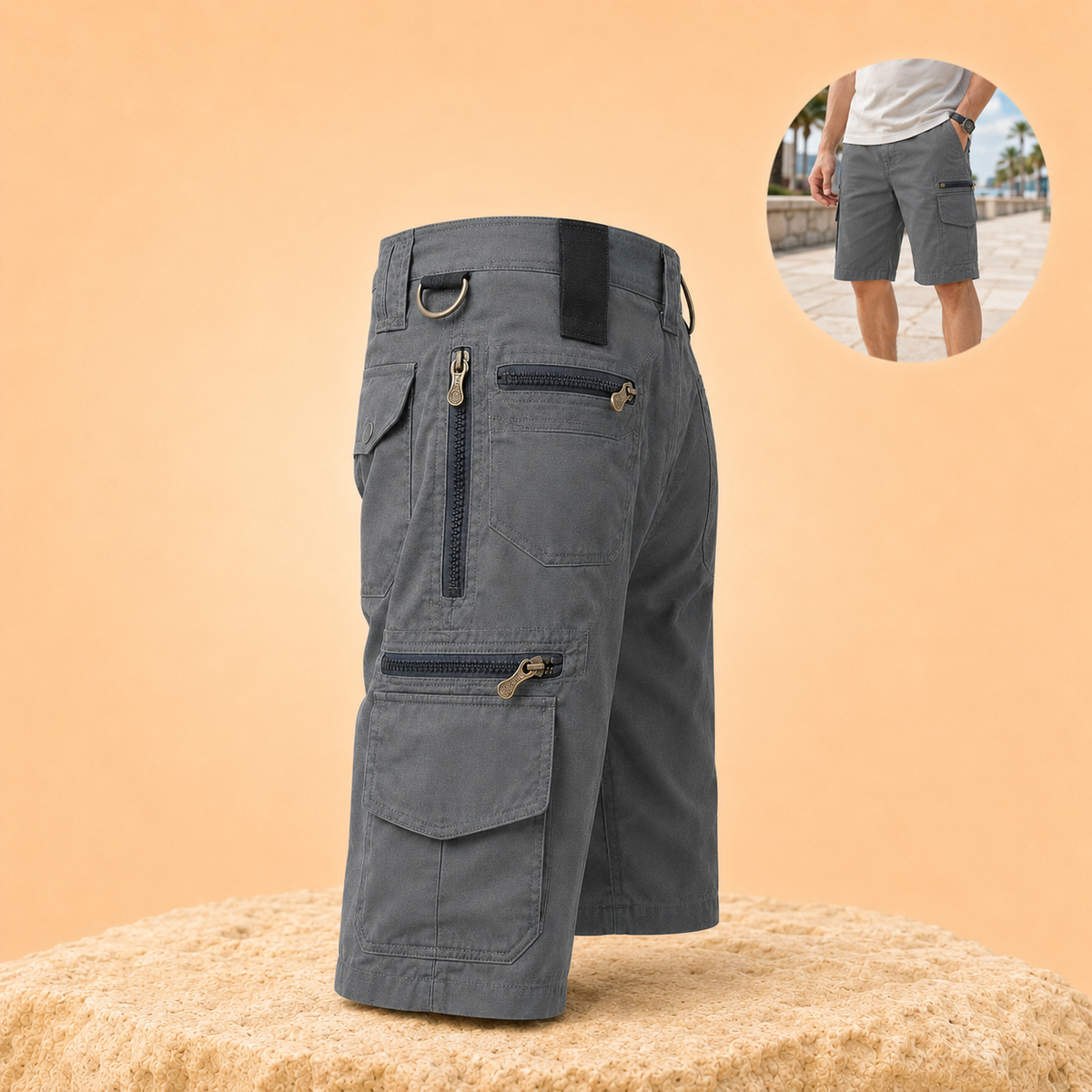 Roamova – Men's Outdoor Cargo Shorts with Zipped Pockets & Quick-Dry Fabric for Hiking & Fishing