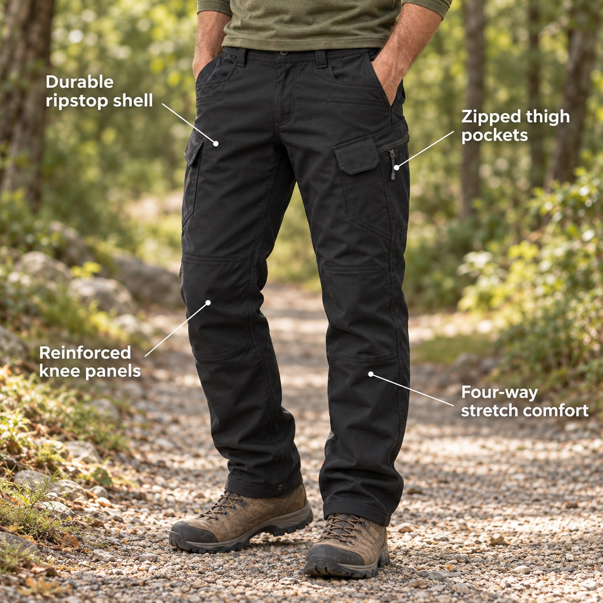 Graftova – Waterproof Ripstop Work Trousers with 10 Pockets, 4-Way Stretch & Reinforced Knees