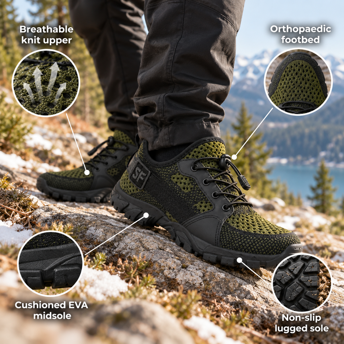 Ambleva – Orthopaedic Walking Shoes with Cushioned Midsole, Non-Slip Grip Sole & Breathable Mesh