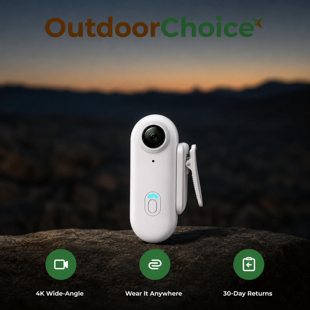 Captora – Magnetic 4K Action Camera with 120° Wide-Angle Lens, Wearable Clip & Loop Recording