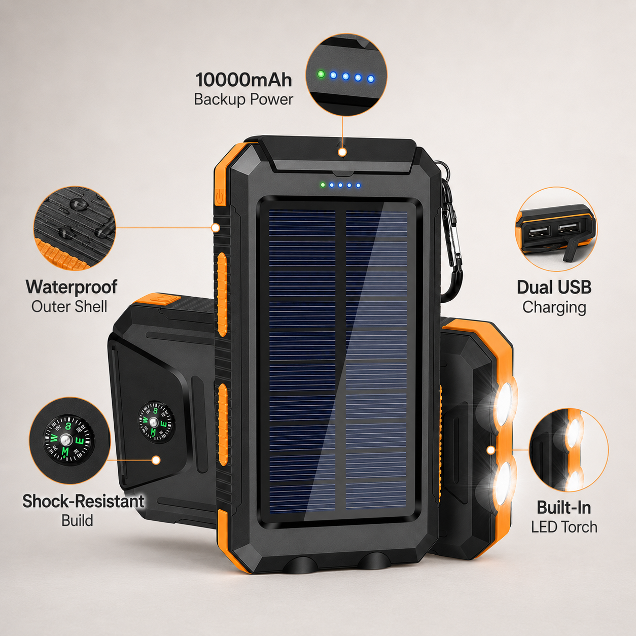 Trailwise – Solar Power Bank | Waterproof 10000mAh Phone Charger | Camping & Hiking