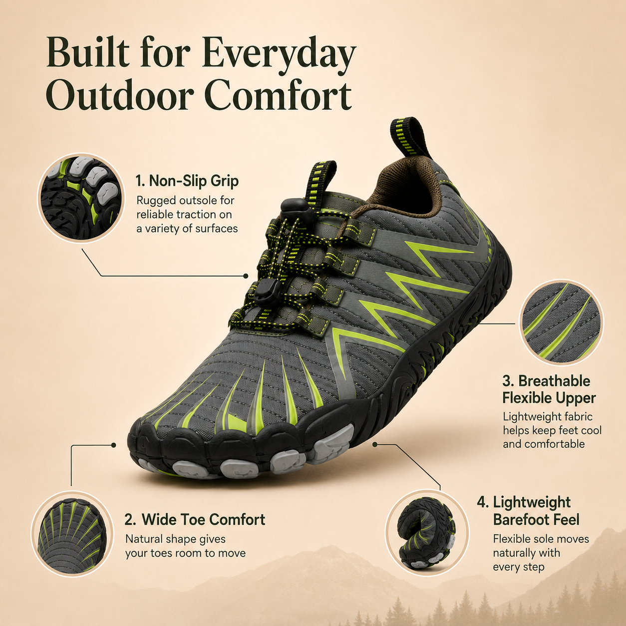 Fieldway – Barefoot Walking Shoes | Non-Slip Wide Fit | Outdoor Comfort
