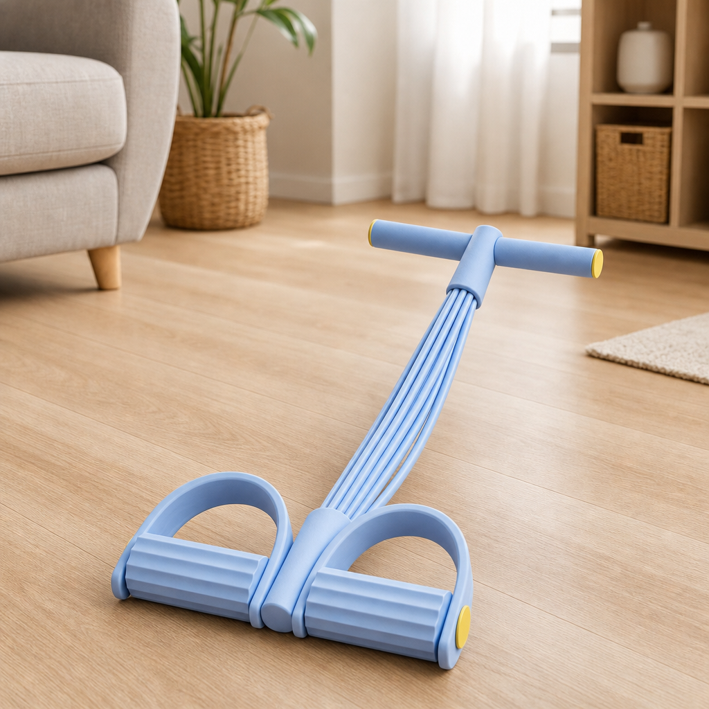 Tensora resistance band in a home fitness setting