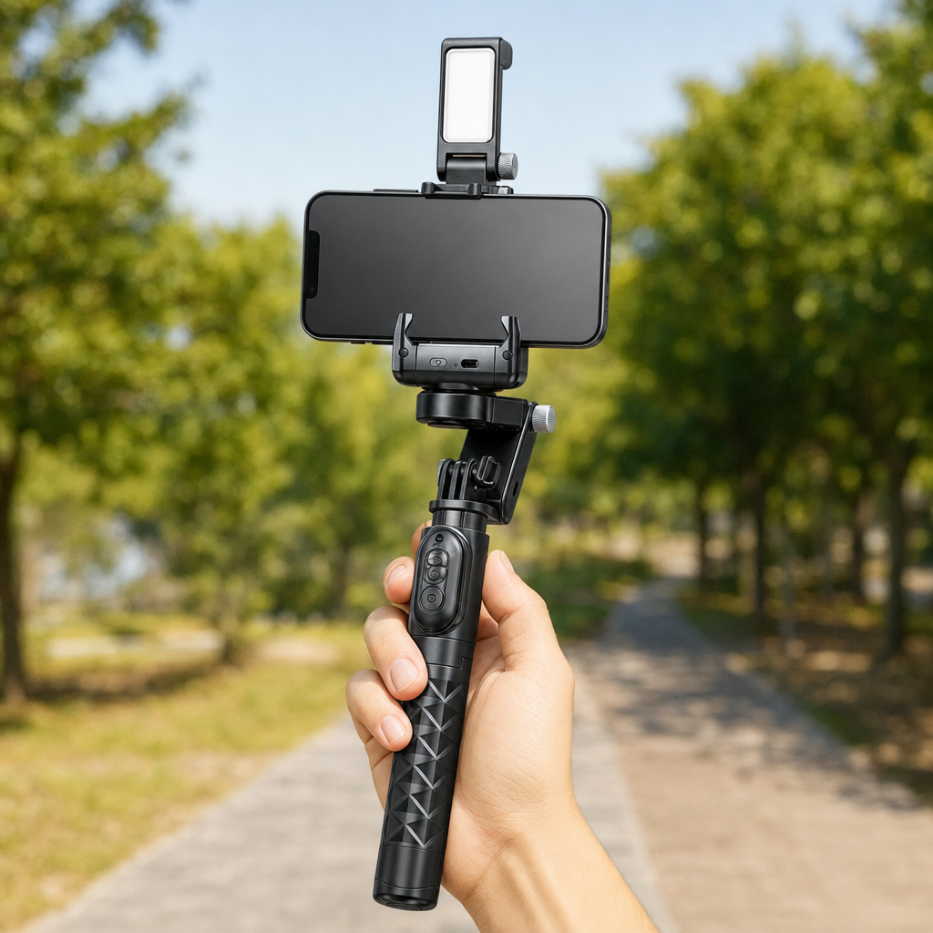 Pivova folded into a compact handheld selfie stick