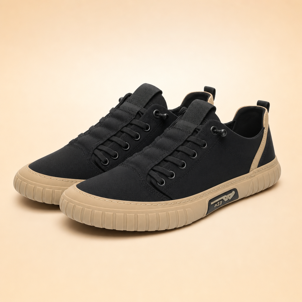 Stepra barefoot walking shoes for men in black, studio hero photo