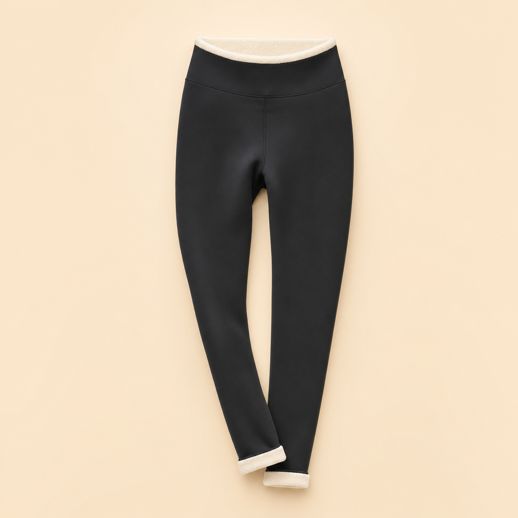 Cosyra fleece-lined thermal leggings in black, studio photo