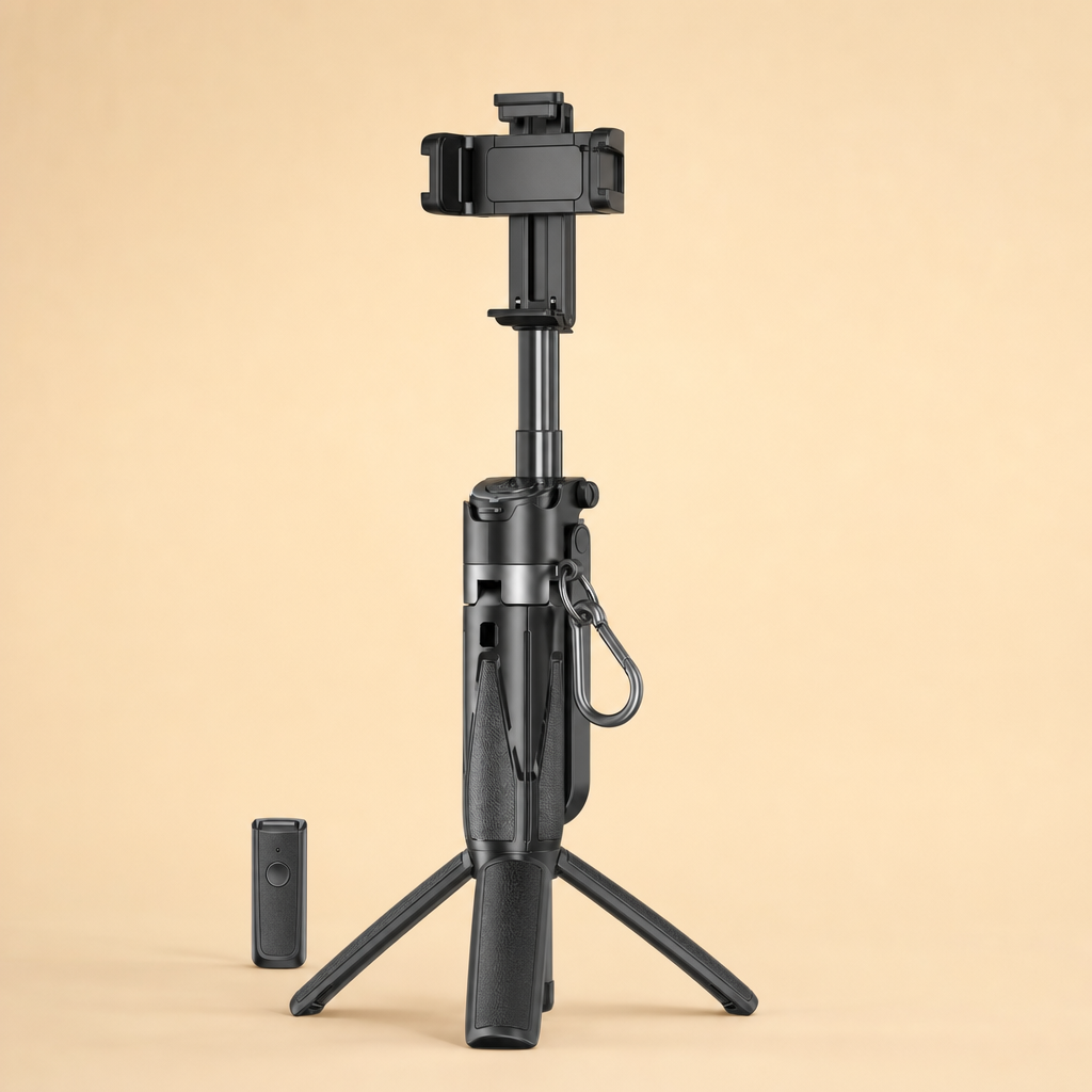 Trivora 3-in-1 mini tripod selfie stick in black