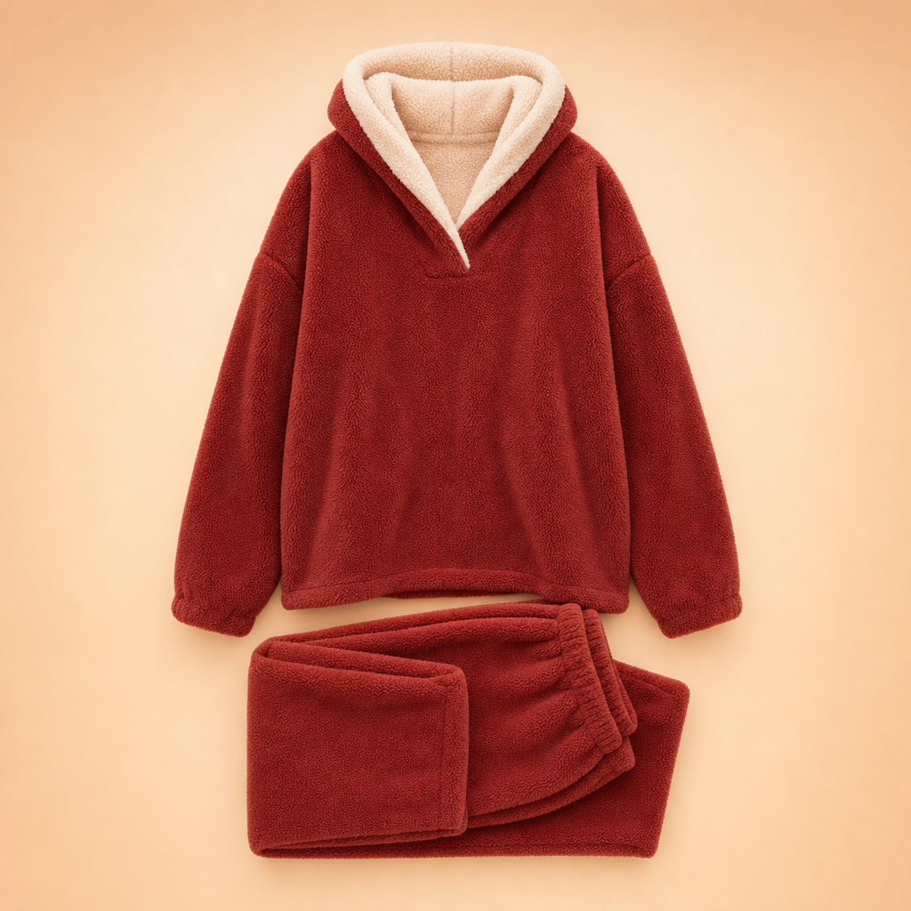 Slumora plush fleece pyjama set red hero