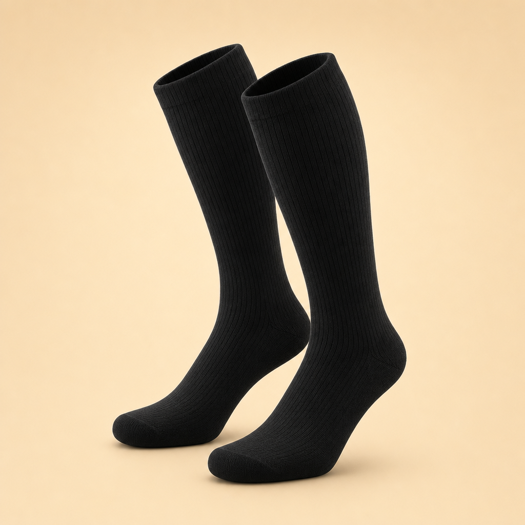 Pulsora black compression socks studio photo