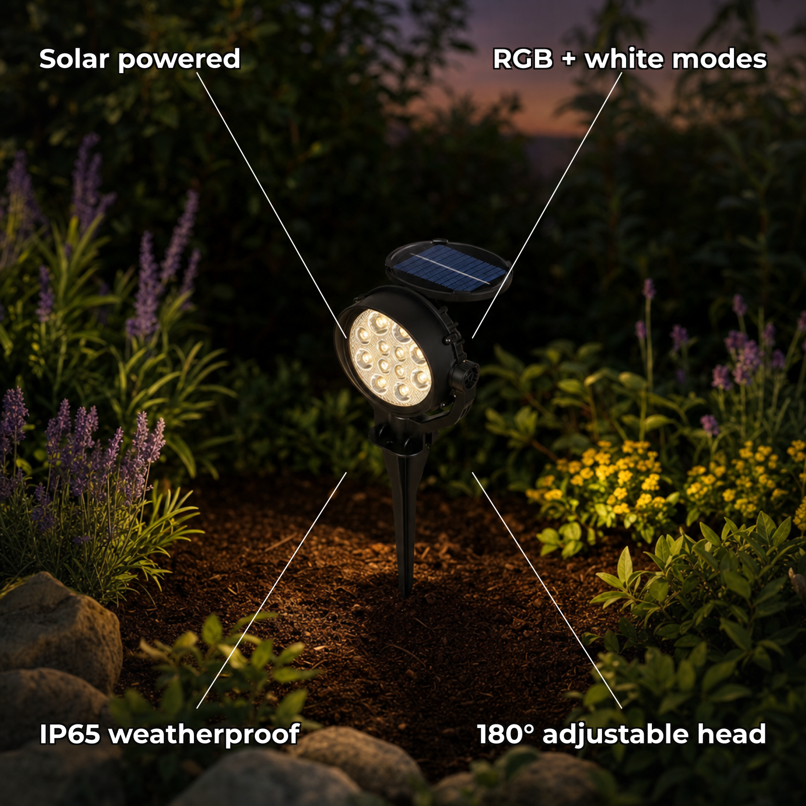 Sunora solar spotlight key features