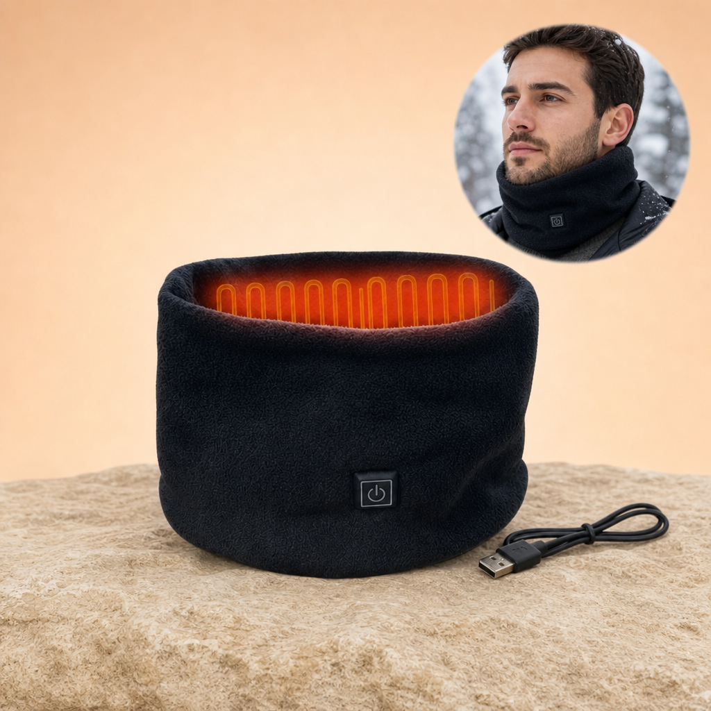 Snugora heated neck warmer worn