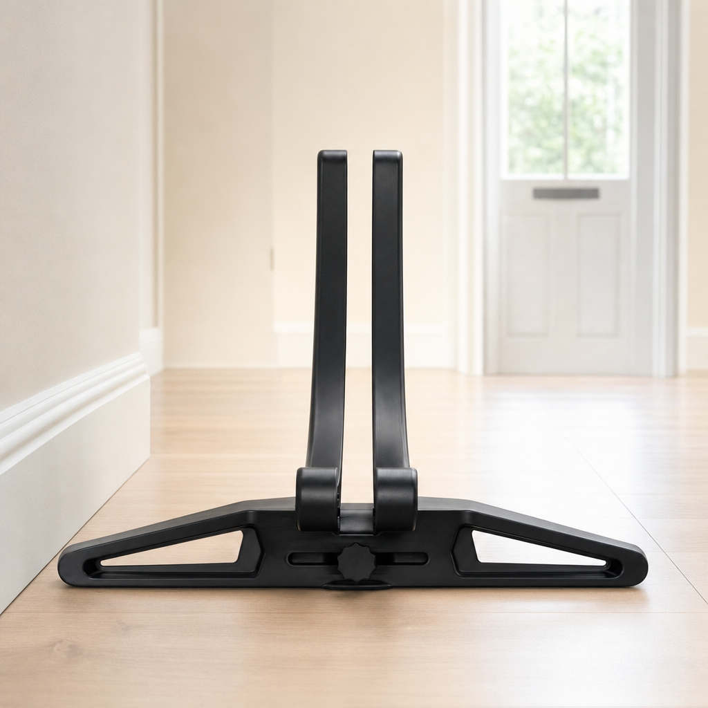 Velora bike storage stand in a home hallway, product only