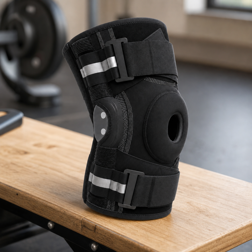 Close-up of the Steadora knee brace dual side stabilisers