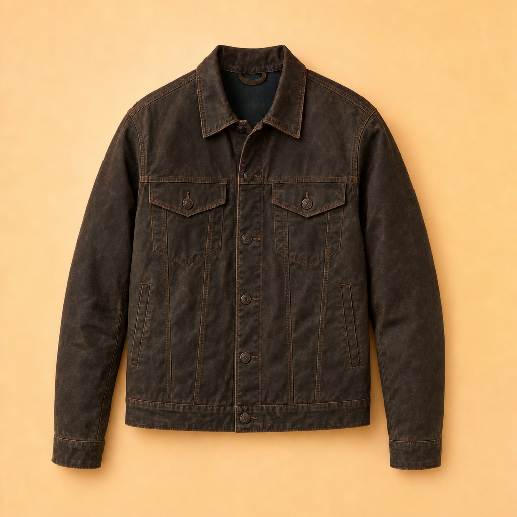 Waxora waxed trucker jacket in coffee