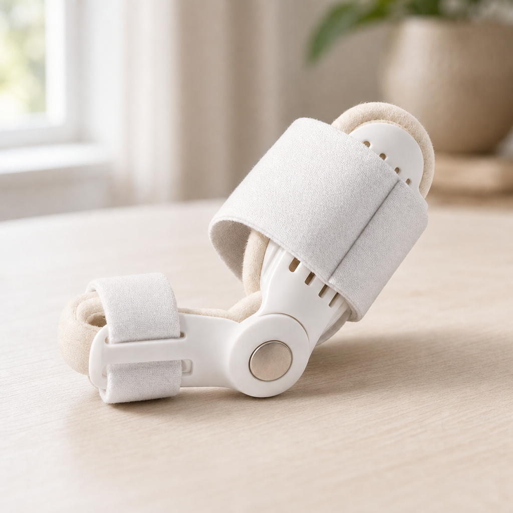 Aligna bunion comfort brace close-up in a home setting