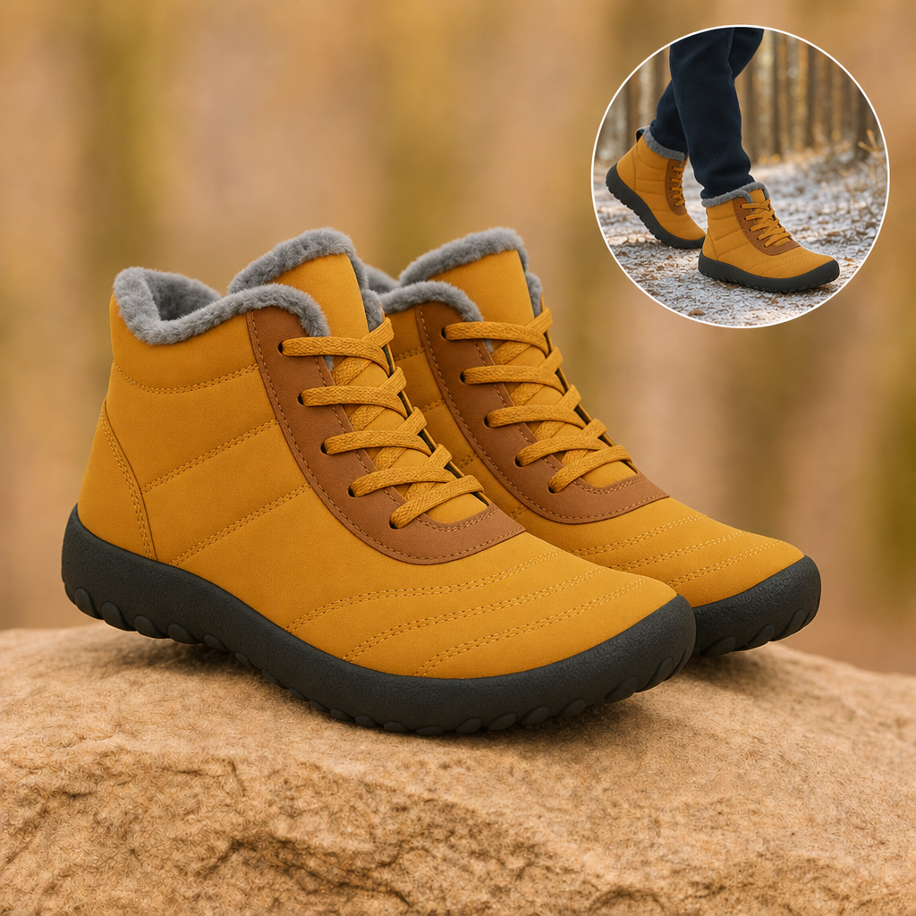 Boreva barefoot winter shoes in Mustard