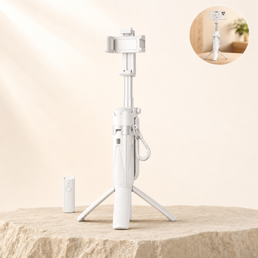 Trivora tripod selfie stick in white