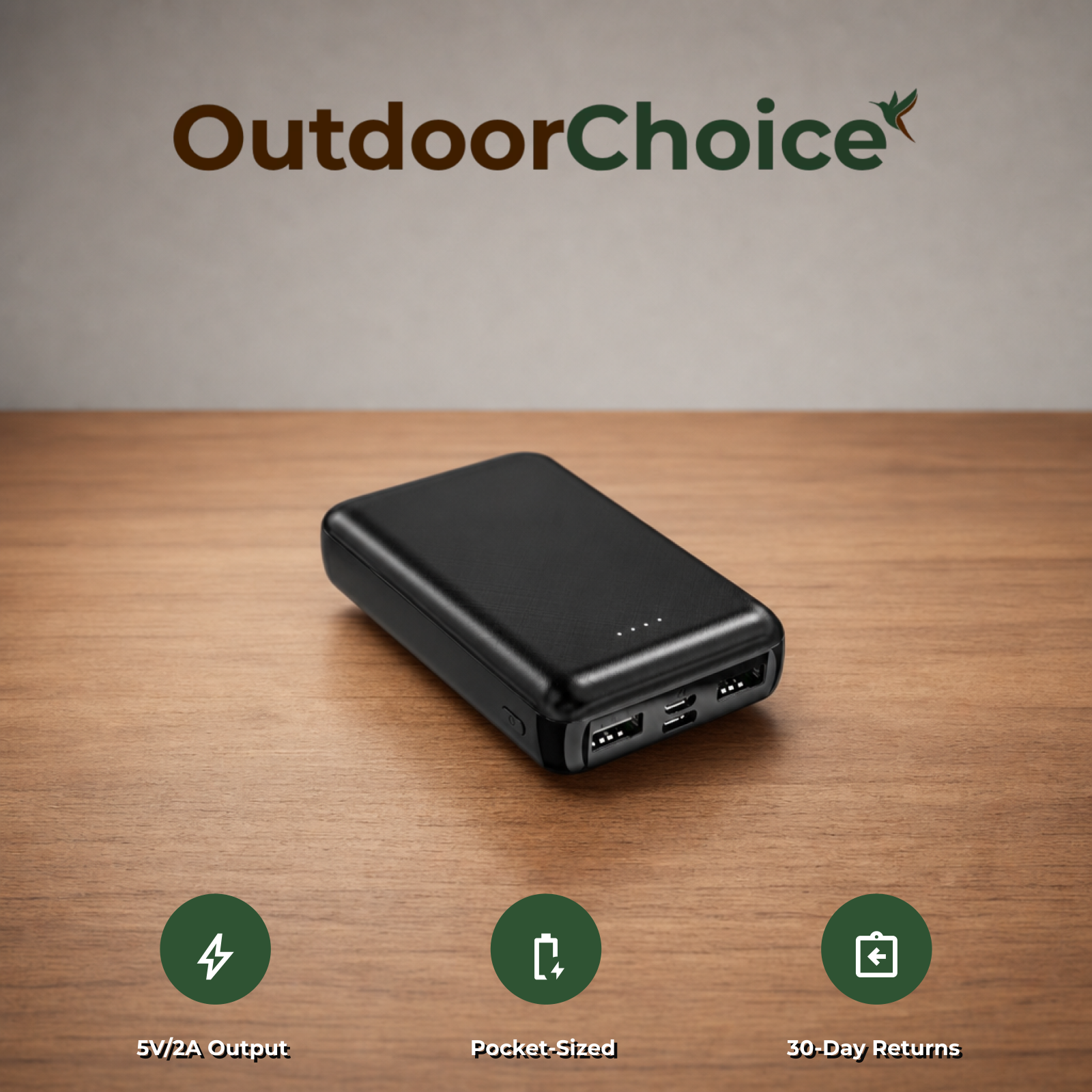 Voltra by OutdoorChoice — 5V/2A, pocket-sized, 30-day returns