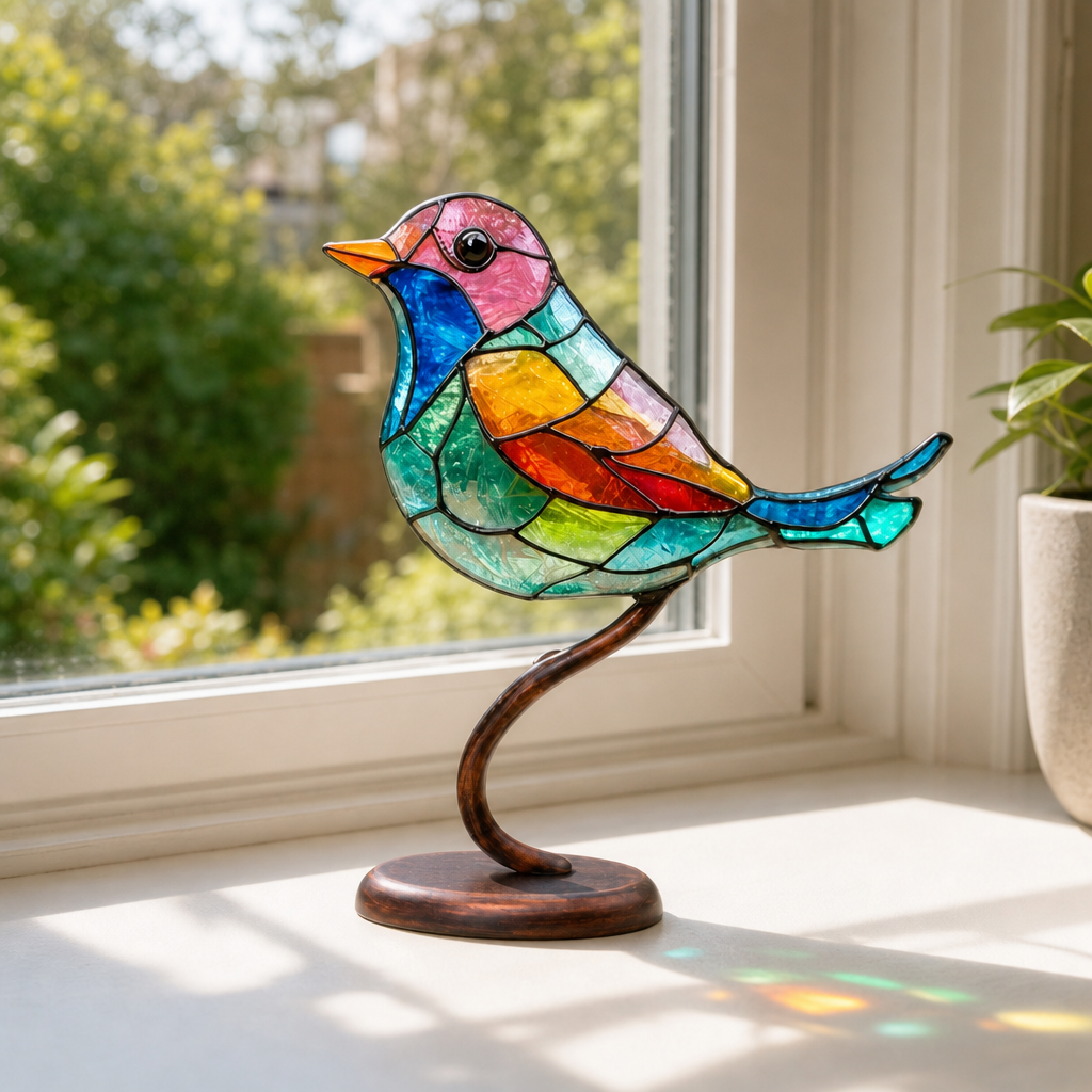 Aviora ornament on a sunlit windowsill