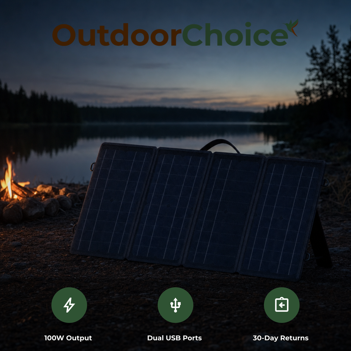 Solvix 100W solar panel: 100W output, dual USB ports, 30-day returns