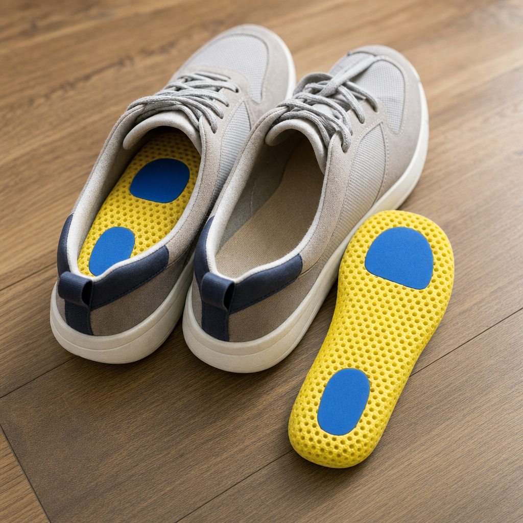 Adaptra insole inside an open trainer