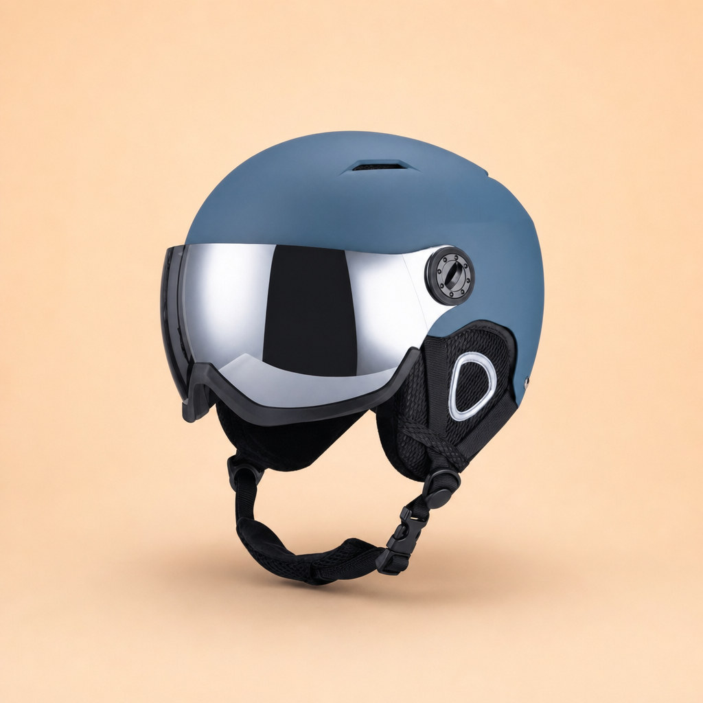 Glacix ski helmet with integrated anti-fog visor
