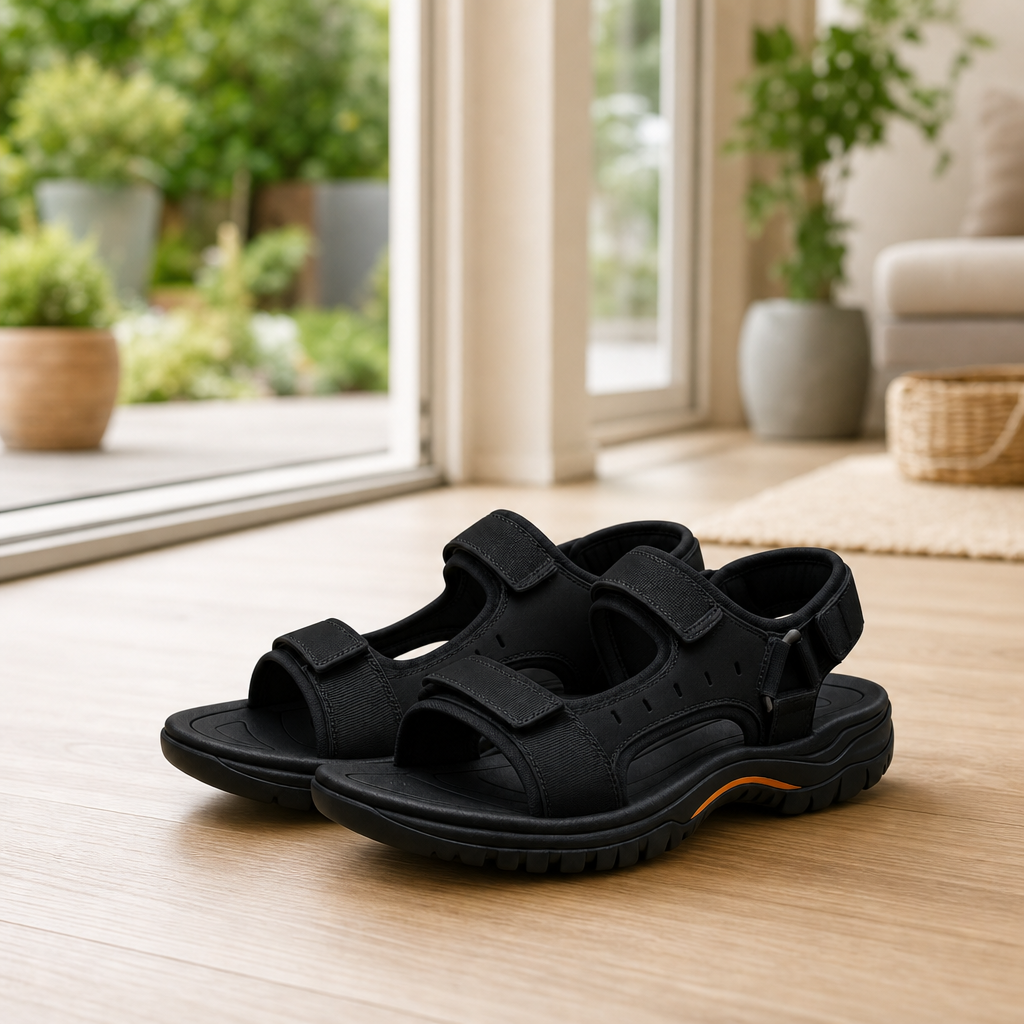 Cushora sandals in a home setting