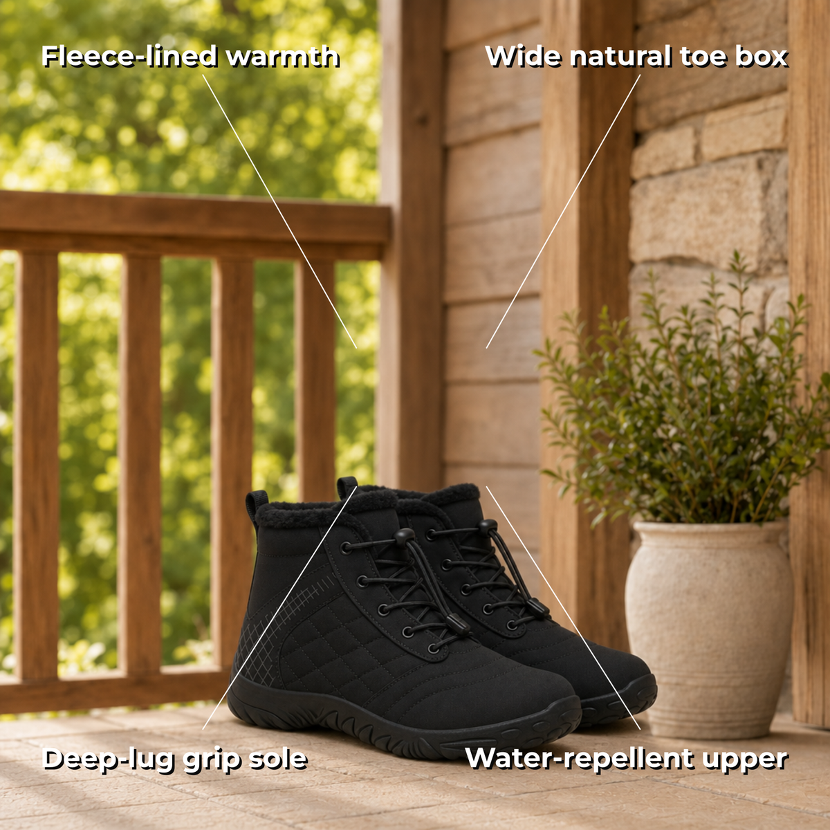 Glacix winter barefoot shoes key features