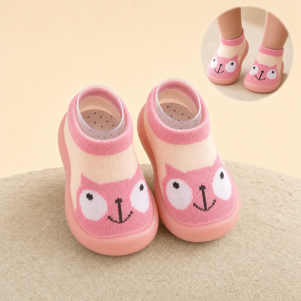 Cubbo baby barefoot shoes – Pink Cat design