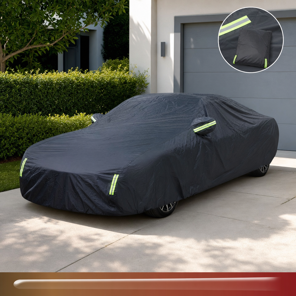 Covaro car cover on driveway with detail inset