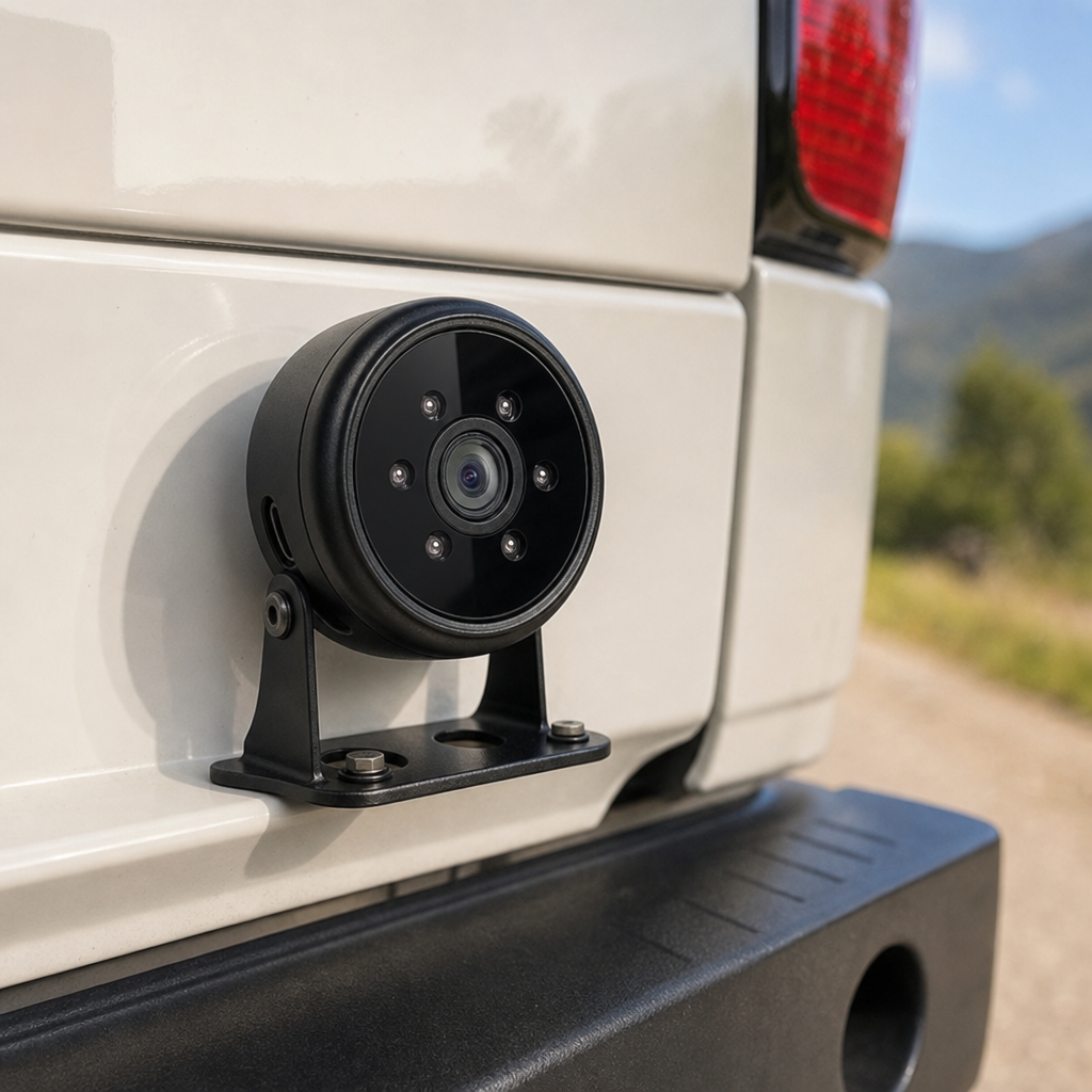 Reversa camera mounted on vehicle rear