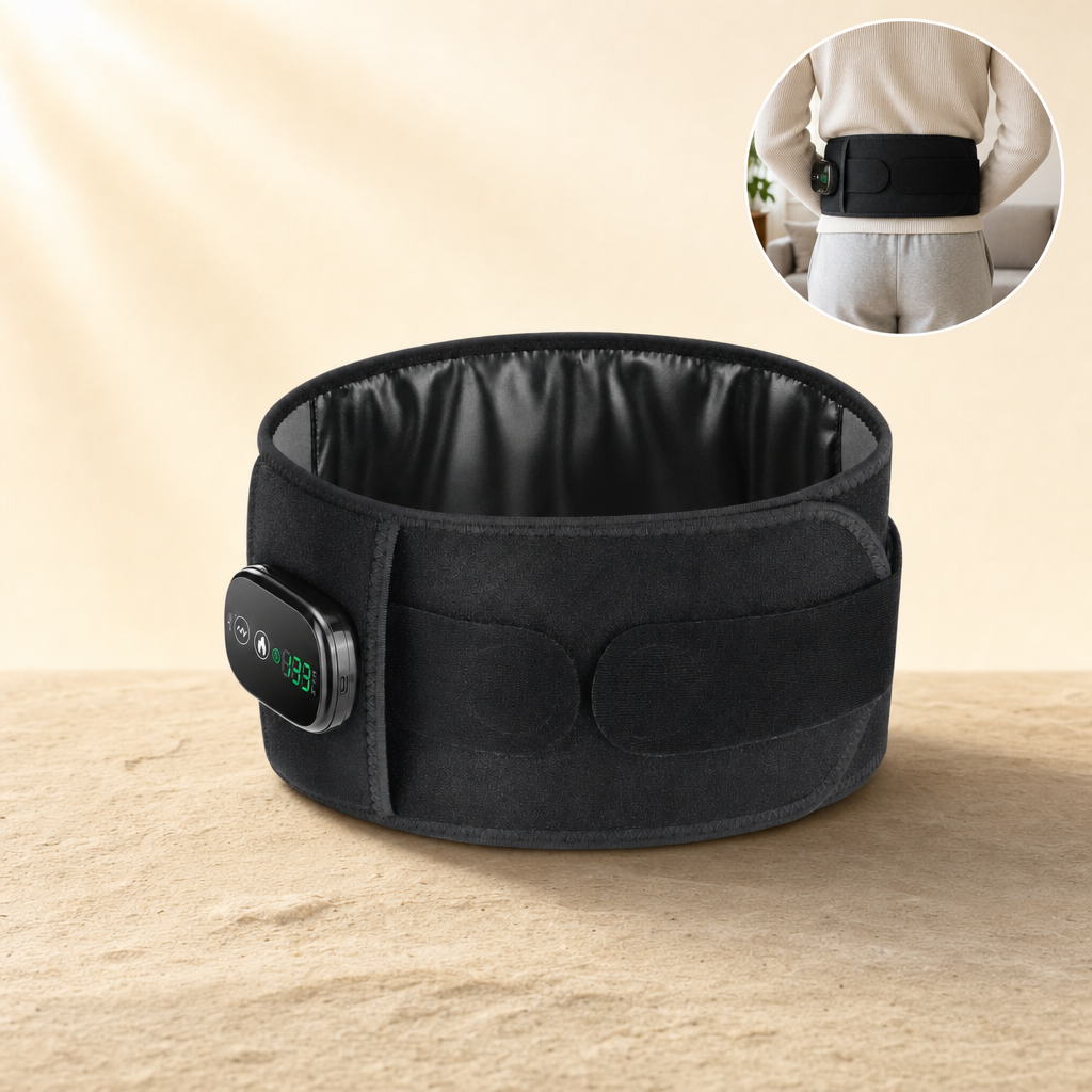 Embera heated back belt - listing with in-use inset