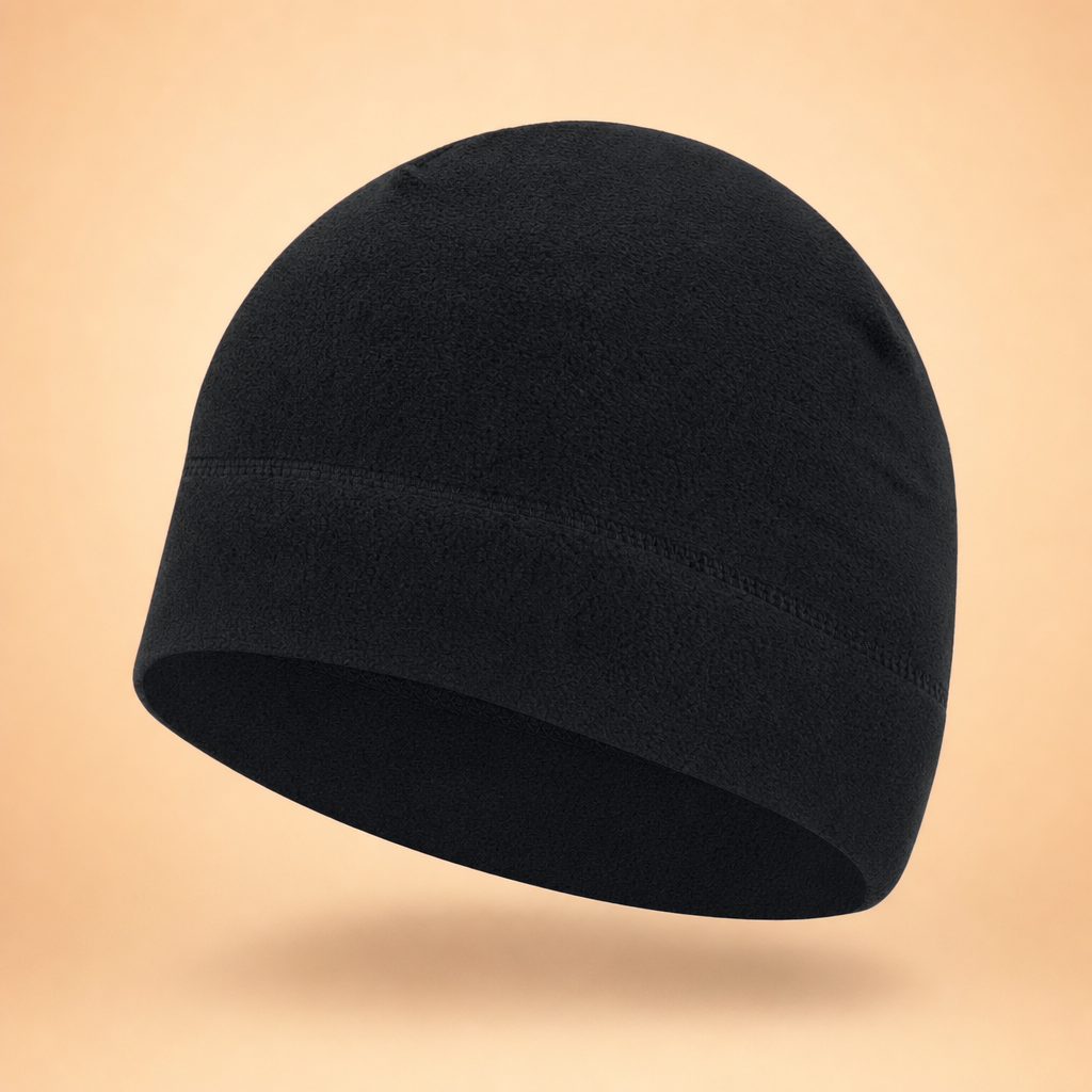 Polara black windproof polar fleece beanie