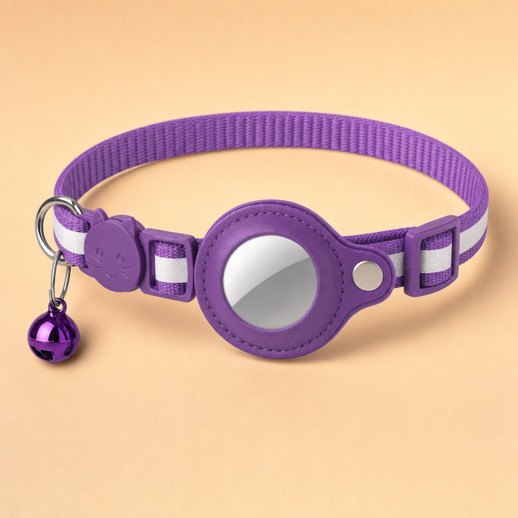 Trakova reflective cat GPS tracker collar - purple