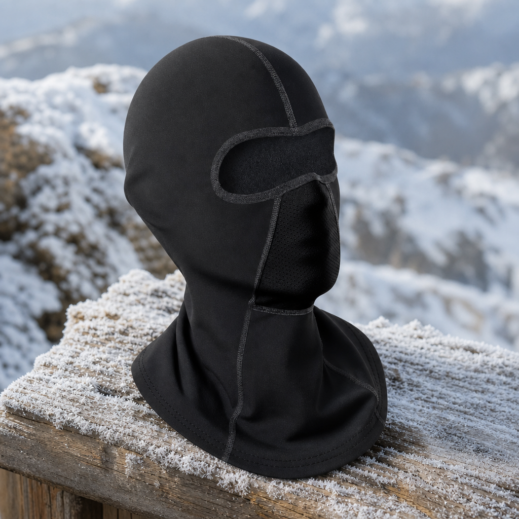 Frostia balaclava close-up in winter