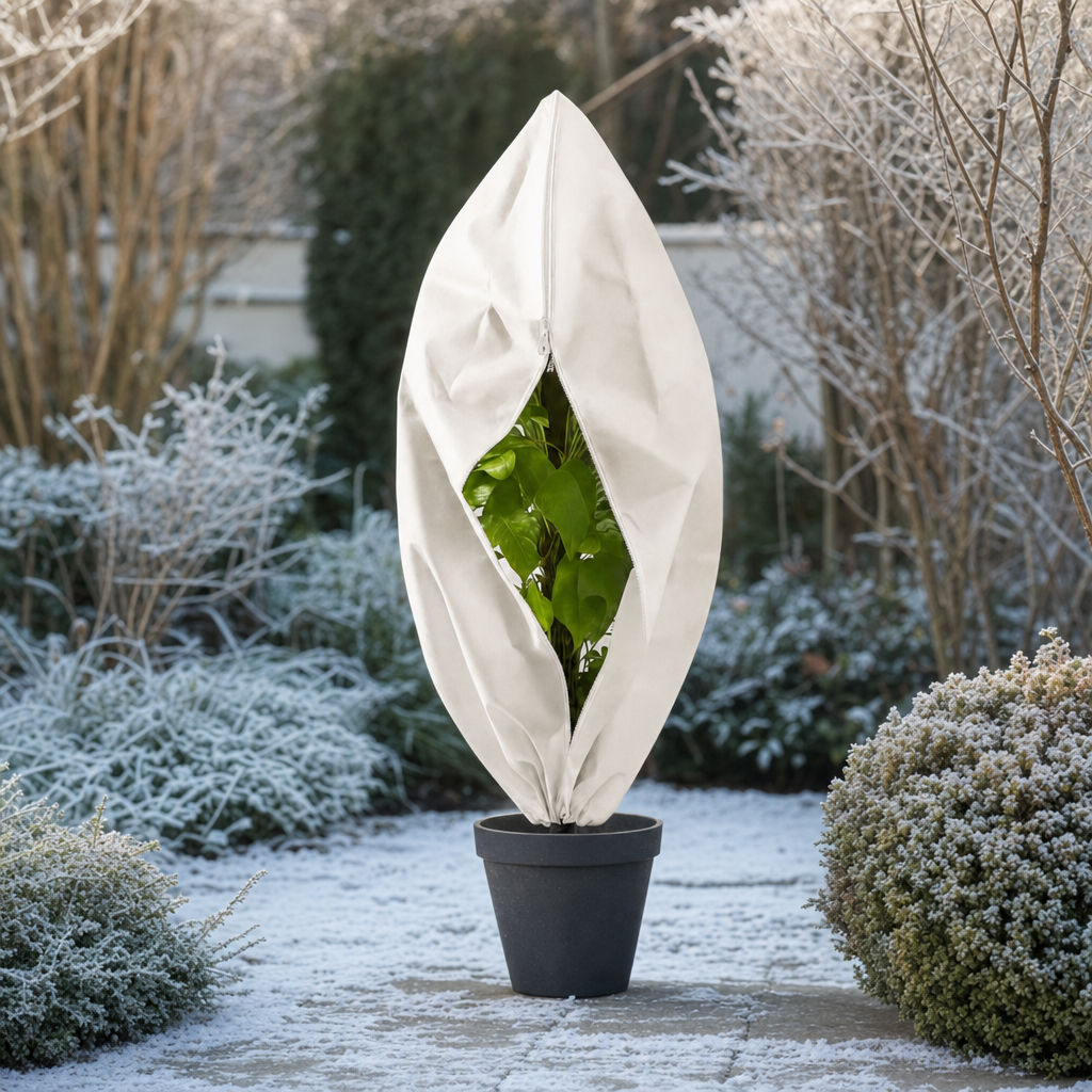 Verdano cover protecting plant in winter garden