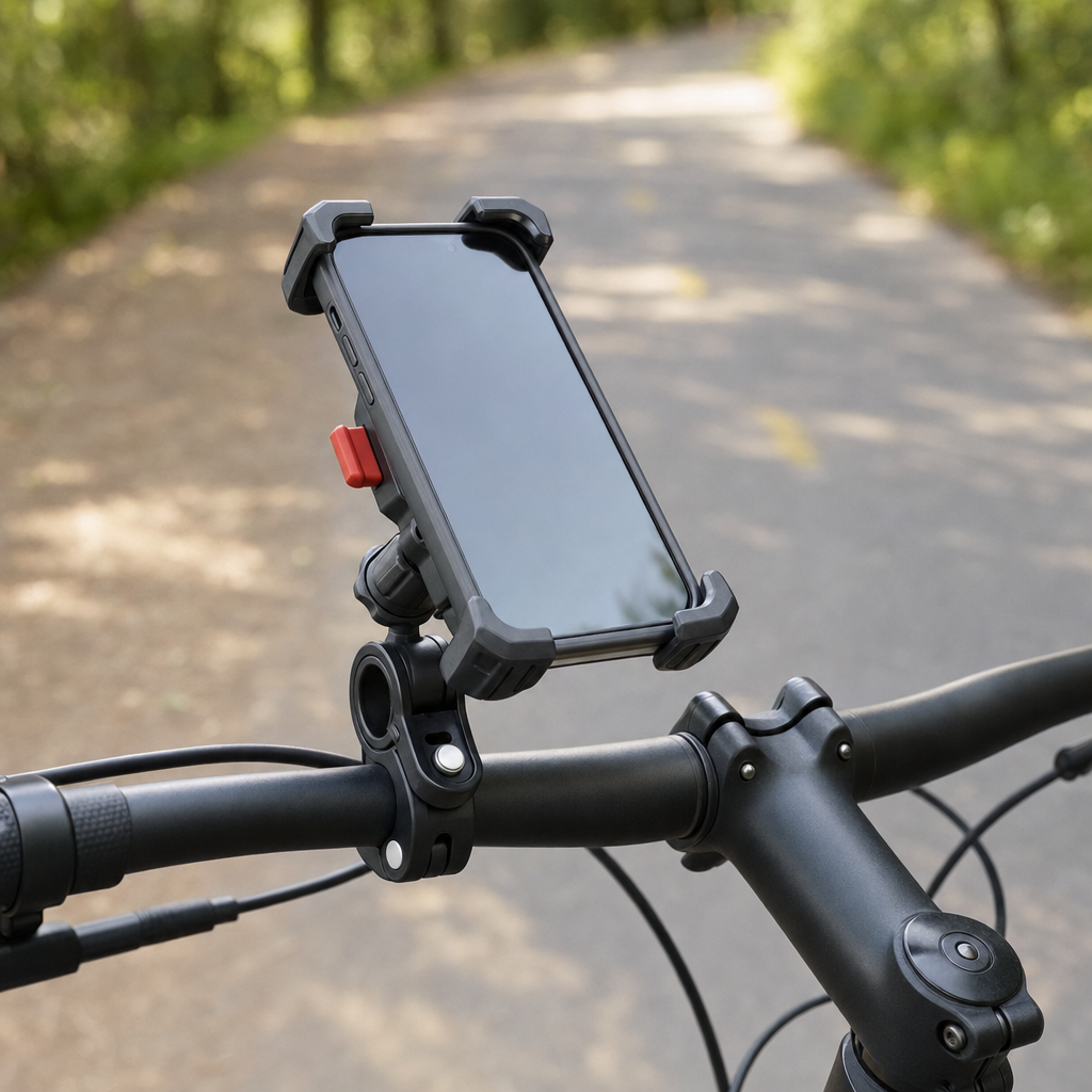 Lockora bike phone mount on a handlebar