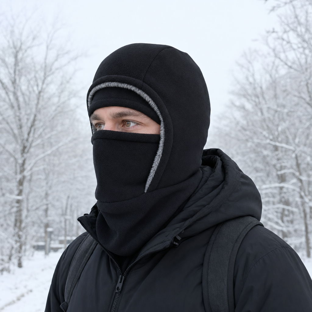 Nordix balaclava worn outdoors in winter