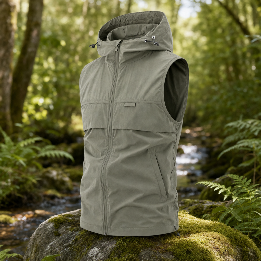 Windova gilet hood and toggle detail
