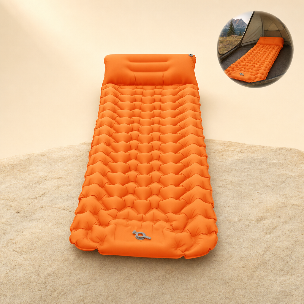Slumbra inflatable sleeping mat in summer orange