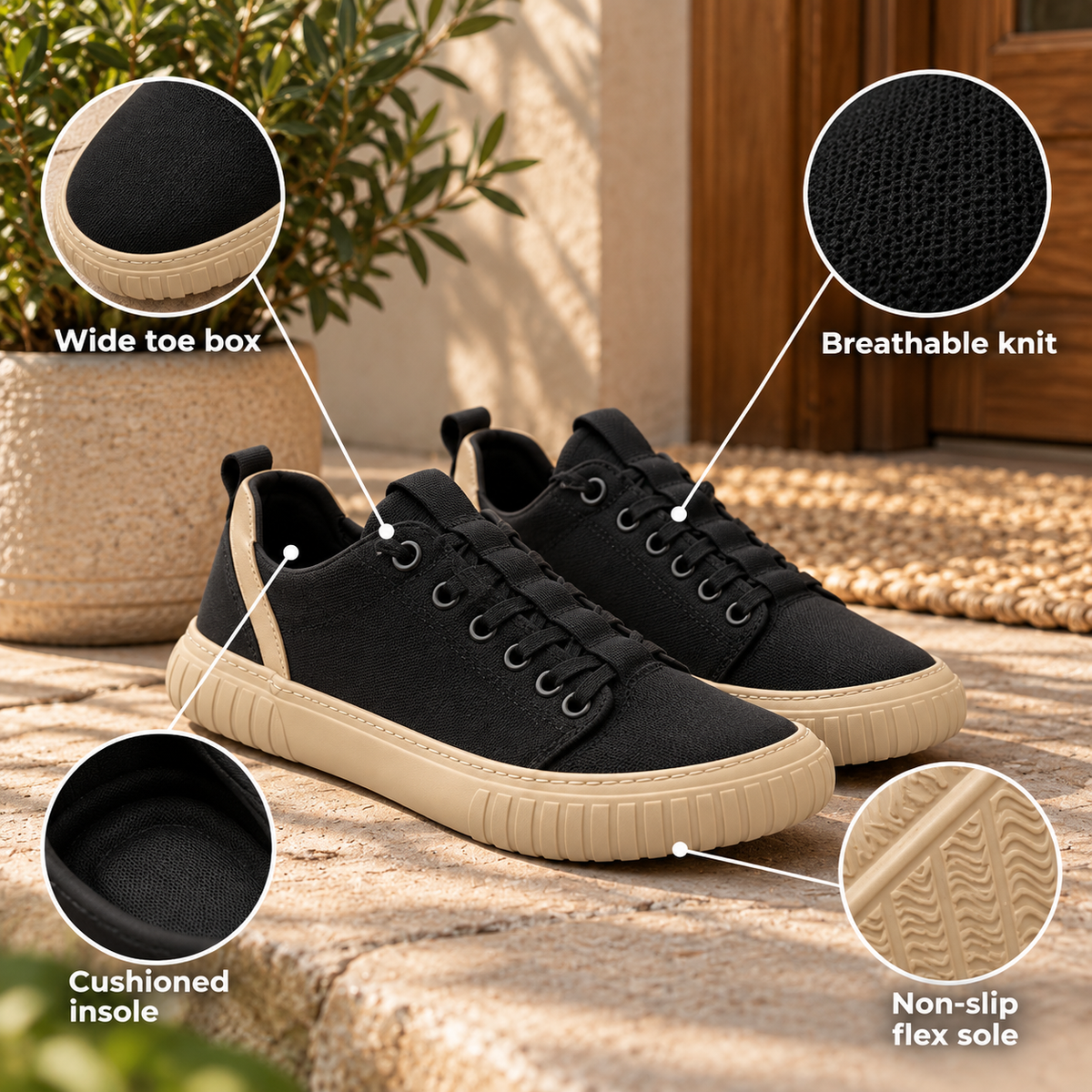 Stepra – Barefoot Walking Shoes for Men with Cushioned Wide-Fit Sole, Non-Slip Grip & Breathable Knit