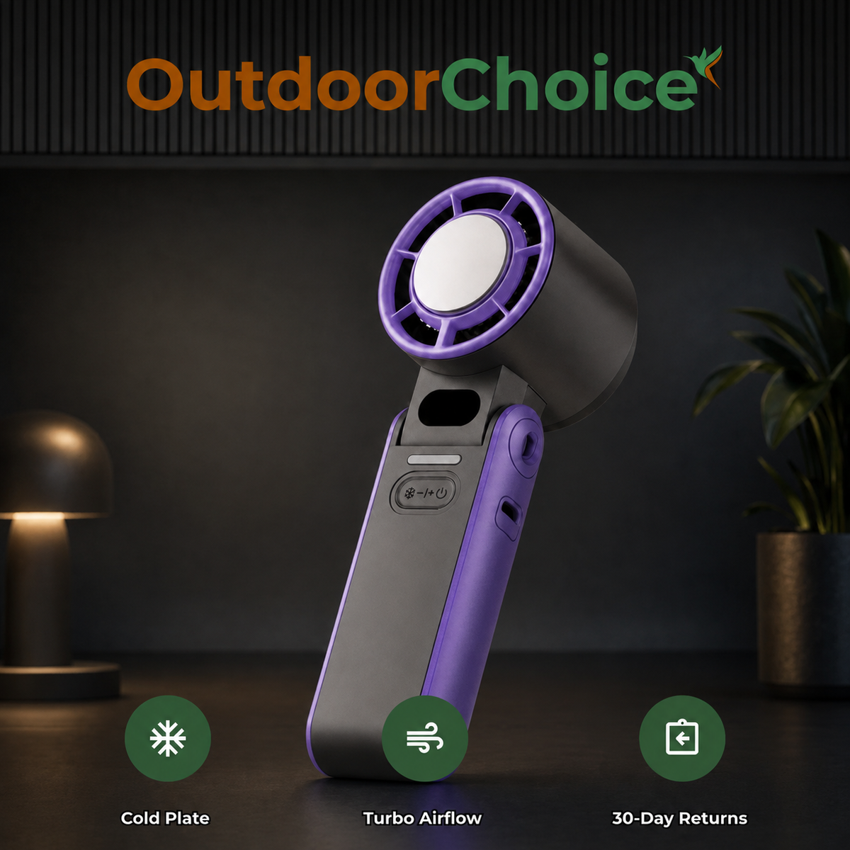 Brisova – Handheld Turbo Cooling Fan with Semiconductor Cold Plate & Foldable Design