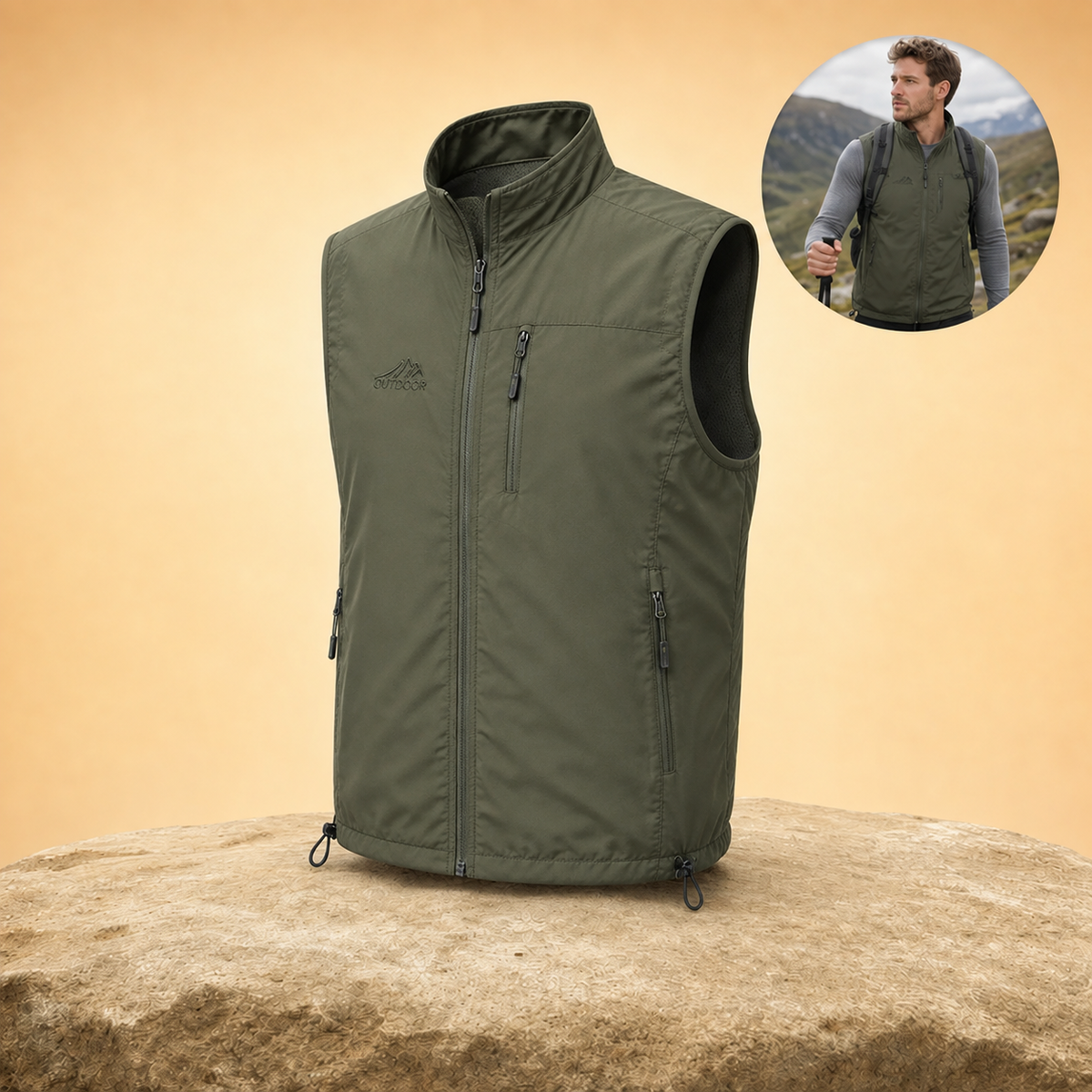 Ventova – Lightweight Breathable Hiking Gilet with Multi-Pocket Storage & Full-Zip Outdoor Layer